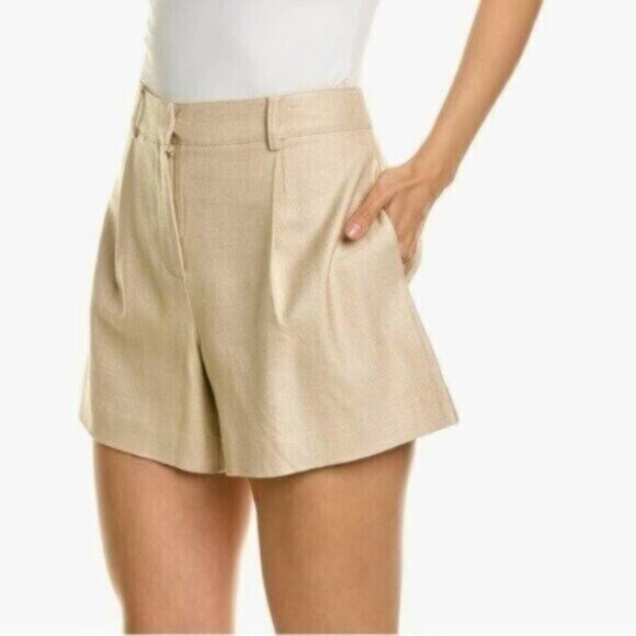 New Trina Turk High Rise Gold Neutral Resort Preppy Casual Ocotillo Shorts - Picture 2 of 8